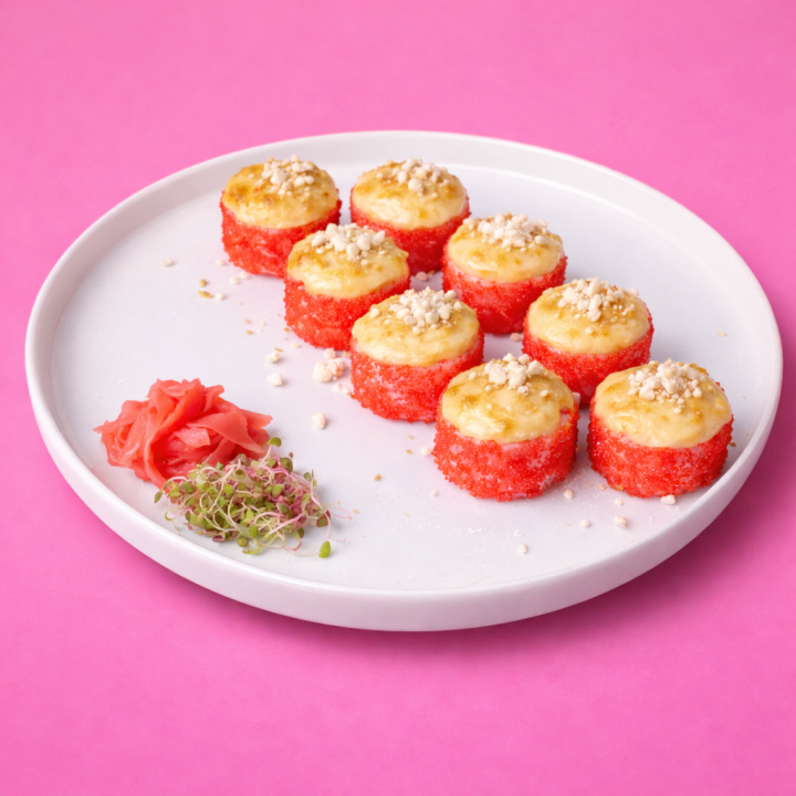 Запечений рол з креветкою і манго